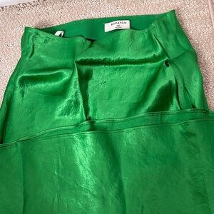 Babaton Emerald Green Satin Midi Skirt